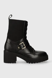 Usnjeni glenarji TOMMY BELT LEATHER BOOT enski, rna barva, FW0FW07526