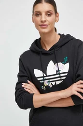 Pulover enska, rna barva, s kapuco