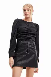 Bluza 23WWBW32 WOMAN WOVEN BLOUSE LONG SLEEVE za ene, boja: crna, bez uzorka