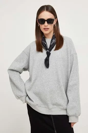 Bombažen pulover ženska, siva barva