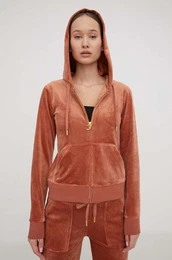 Velur pulover rjava barva, s kapuco