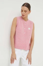 Telovnik s primesjo volne GILET SM COL ROND vijolina barva EAST19ME24