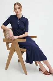 Haljina Lauren Ralph Lauren boja: tamno plava, midi, iri se prema dolje, 200889071