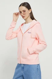 Bombaen pulover enska, roza barva, s kapuco