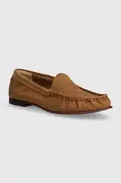 Mokasinke od bruene koe Kellie za ene, boja: smea, ravni potplat, 28573566.G146