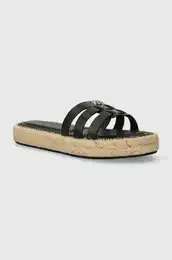 Usnjeni natikai AUTHENTIC FLAT LTHR ESPADRILLE enski, rna barva, FW0FW07745