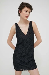 Haljina LACE boja: crna, mini, ravna, 24SWVW48