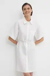 Obleka iz meanice lana bela barva, K20K206697