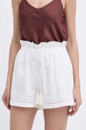 Kratke hlače iz mešanice lana bež barva