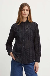 Bombažna srajca ženska, črna barva, DJ4W2004