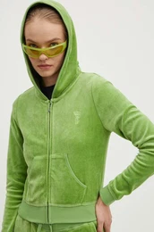 Velur pulover HERITAGE ROBYN HOODIE zelena barva, s kapuco, JCSEBJ007