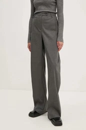 Trenirka iz volnene meanice Curved Leg Pants siva barva, 5018991959
