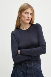 Bombana majica z dolgimi rokavi mornarsko modra barva, D25058-C954