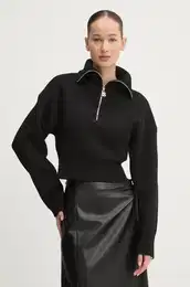 Pulover s primesjo volne enski, rna barva, 50522545