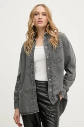 Jeans srajca OVERSHIRT enska, siva barva, PL304963UM9