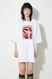 Bombana kratka majica Mouth Print Boxy T-Shirt enska, bela barva, W01FPTSH102CJ01WH04