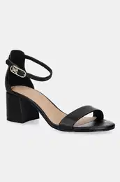 Usnjeni sandali LEATHER ANKLE STRAP HEEL SANDAL rna barva, FW0FW08673
