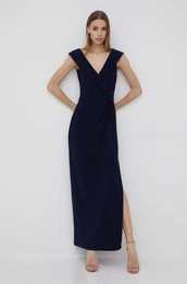 Haljina Lauren Ralph Lauren boja: tamno plava, maxi, ravna
