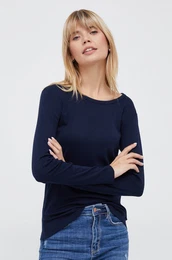 Bombana majica z dolgimi rokavi mornarsko modra barva