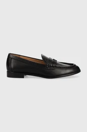 Usnjeni mokasini Lauren Ralph Lauren Burnished Calf enski, rna barva