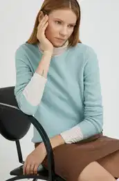 Pamuni pulover za ene, boja: tirkizna,