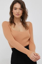 Pulover s primesjo volne enski, oranna barva,