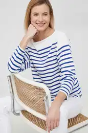 Bombana majica z dolgimi rokavi bela barva