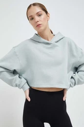 Pulover od trenirke zelena barva, s kapuco