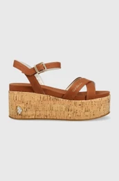 Sandali U.S. Polo Assn. LOREN enski, rjava barva, LOREN002D