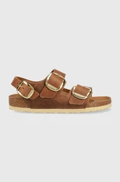 Usnjeni sandali Milano Big Buckle enski, rjava barva, 1024067