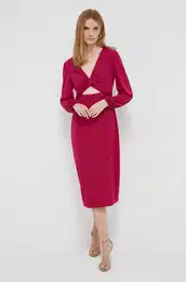 Obleka Lauren Ralph Lauren roza barva