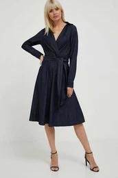 Traper haljina Lauren Ralph Lauren boja: tamno plava, mini, iri se prema dolje