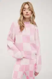 Pulover s primesjo volne enski, roza barva