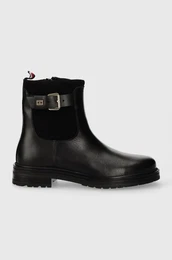 Usnjeni glenarji BELT BOOTIE MATERIAL MIX enski, rna barva, FW0FW07477