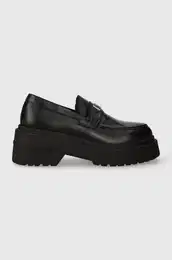 Usnjeni mokasini TJW CHUNKY LOAFER ženski, črna barva, EN0EN02320
