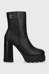 Usnjeni glenarji TJW HIGH HEEL ANKLE BOOT enski, rna barva, EN0EN02256