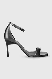 Usnjeni sandali GEO STIL SQUARE SANDAL 90-PEARL siva barva, HW0HW01993