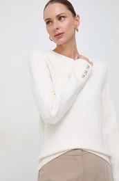 Pulover s primesjo volne ženski, bež barva