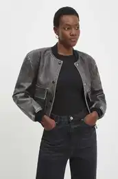 Bomber jakna enski, siva barva