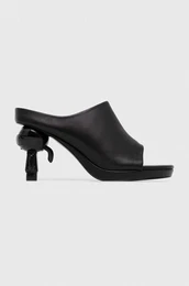 Usnjeni natikači IKON HEEL ženski, črna barva, KL39004