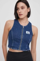 Top iz jeansa mornarsko modra barva