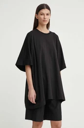 Kratka majica ženska, črna barva, OVERSIZESUMMER.DRESS