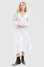 Bombana obleka AVIANA BRODERIE DRES bela barva, WD579Z