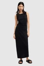 Pamuna haljina KATARINA DRESS boja: crna, maxi, uska, W009DA