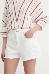 Jeans kratke hlae A-LINE SHORT UHW ANGLAISE enske, bela barva, PL801115