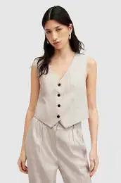 Laneni telovnik WHITNEY WAISTCOAT be barva, W035QA