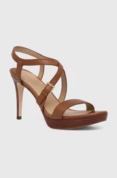 Usnjeni sandali Lauren Ralph Lauren Kerri rjava barva, 802942777002