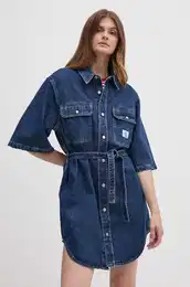 Jeans obleka mornarsko modra barva, J20J224748