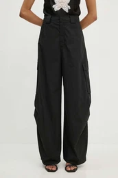 Hlae A.L.C. Brie za ene, boja: crna, iroke, visoki struk, 2PANT01031