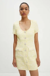 Obleka Boucle Dress rumena barva, 1130781895